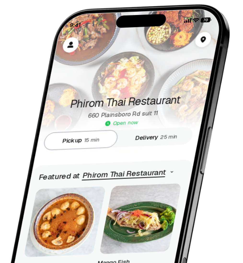 Phirom Thai Restaurant app preview